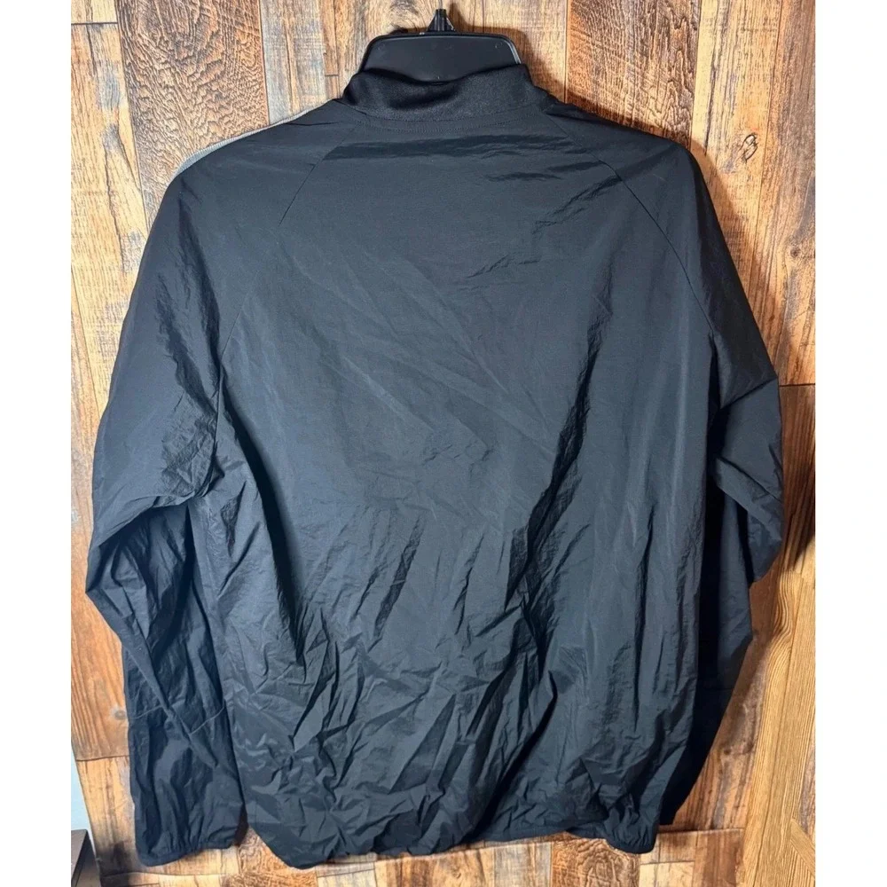 Adidas Mens Pullover Windbreaker Jacket Black 3 Stripe Athletic Training‎